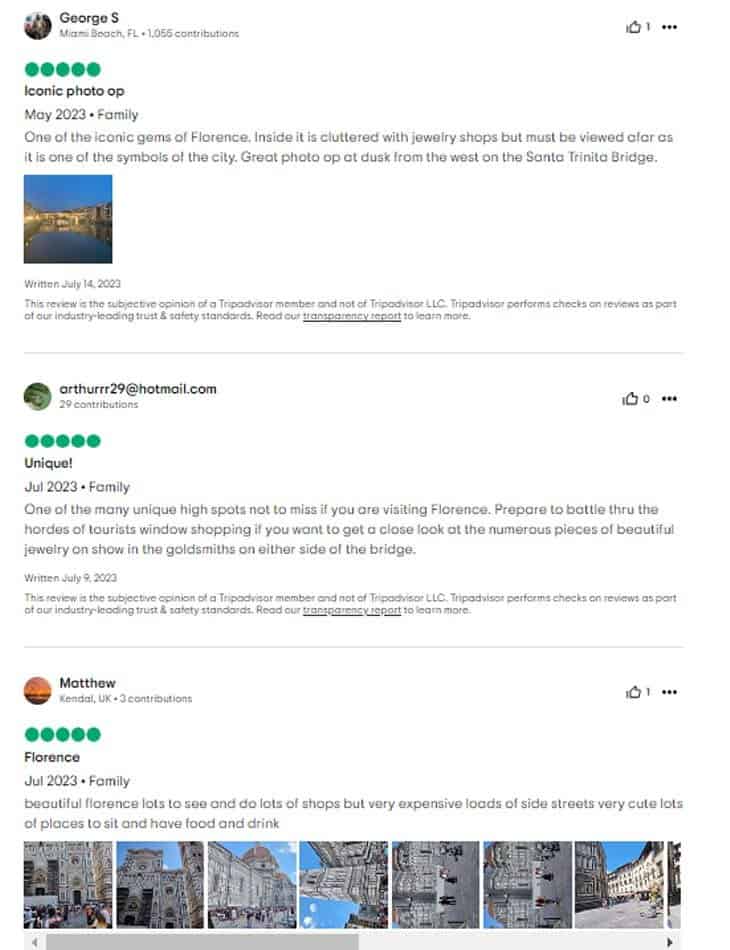 Tripadvisor reviews about Ponte Vecchio
