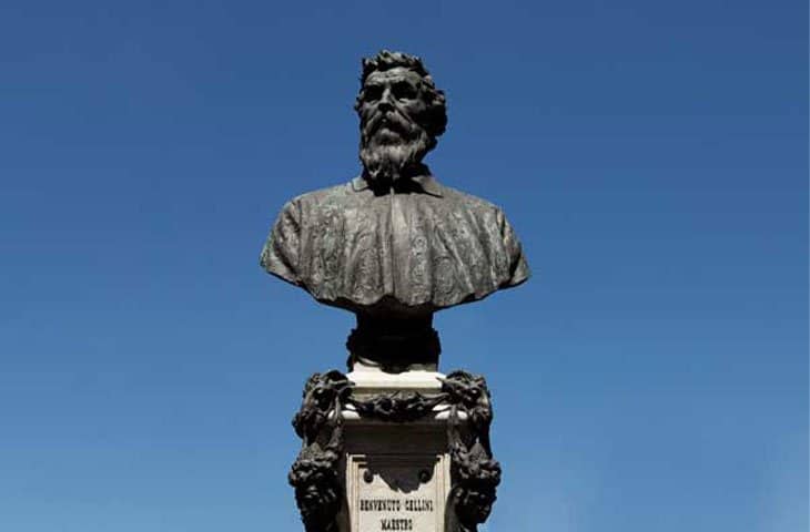 Bronze and marble monument of Benvenuto Cellini